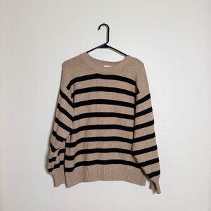 By Together Tan and Black Striped Sweater